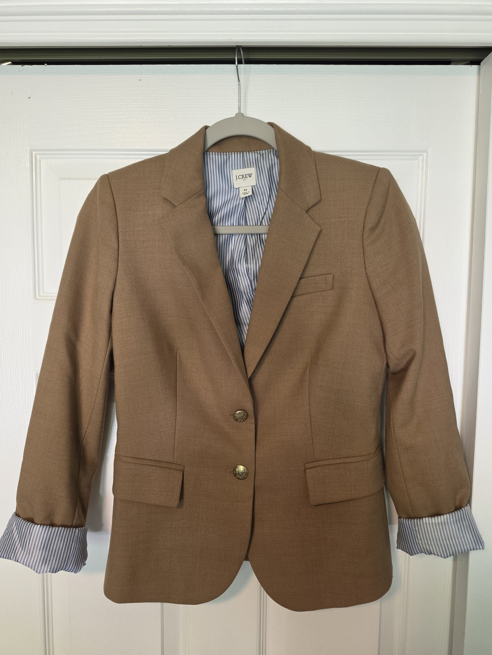 J. Crew Women's Tan Blazer - Classic Single-Breasted Suit Jacket